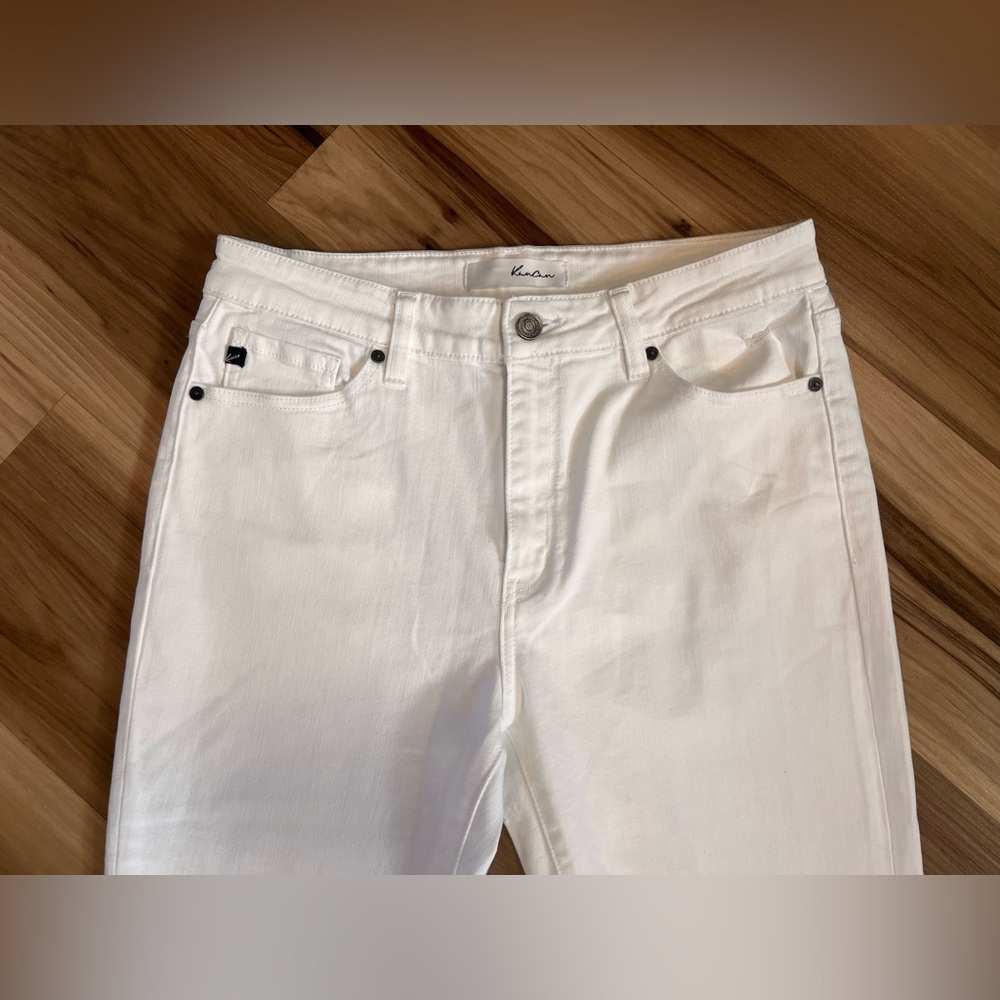 KanCan High-Rise Ankle Skinny White Raw Hem Stretch Denim Jeans Womens 11/29 - Picture 3 of 9